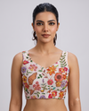 Royal Position Print Sleeveless Designer Blouse