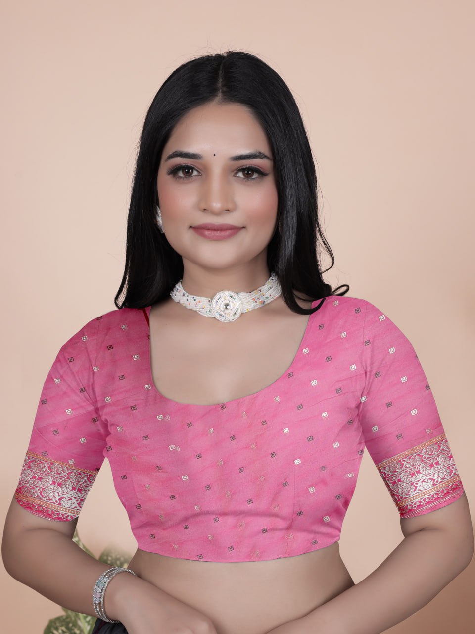 Baby Pink Banarasi Silk Saree with Rich Silver Zari Detailing