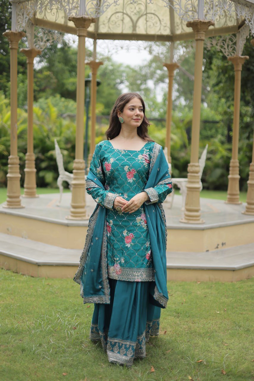 PREMIUM DESIGNER READYMADE KURTI-PLAZOO-DUPATTA COLLECTIONS