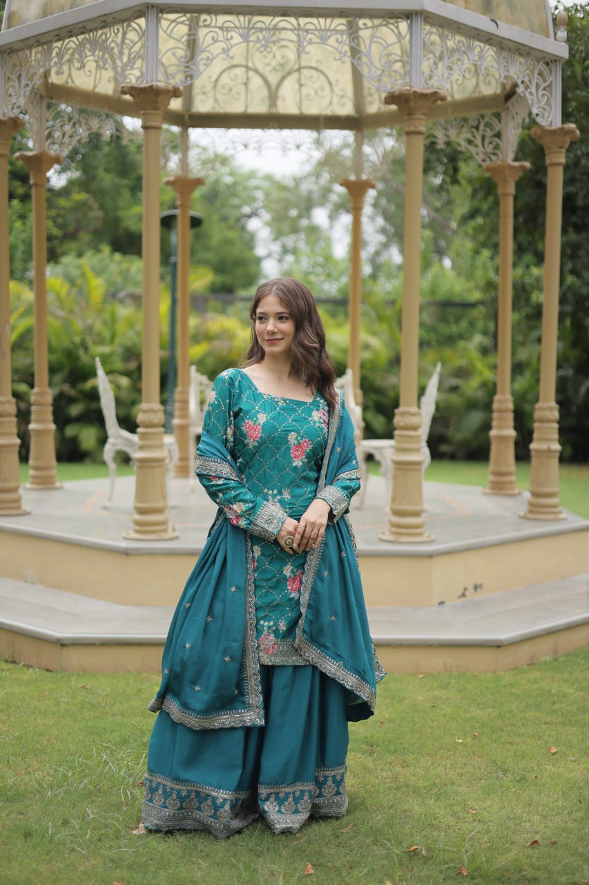 PREMIUM DESIGNER READYMADE KURTI-PLAZOO-DUPATTA COLLECTIONS