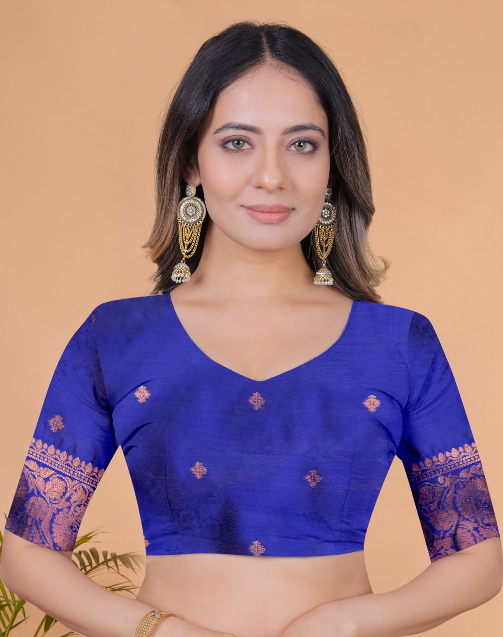 Lavender & Royal Blue Banarasi Silk Saree with Zari Embroidery