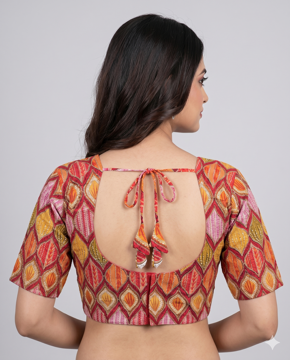 orange Trendy Fusion Position Print Embroidery Blouse – Ready Wear