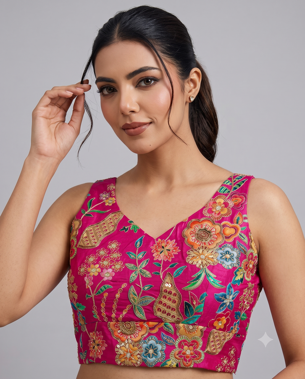 Fancy Position Print Sleeveless Ready to Wear Blouse