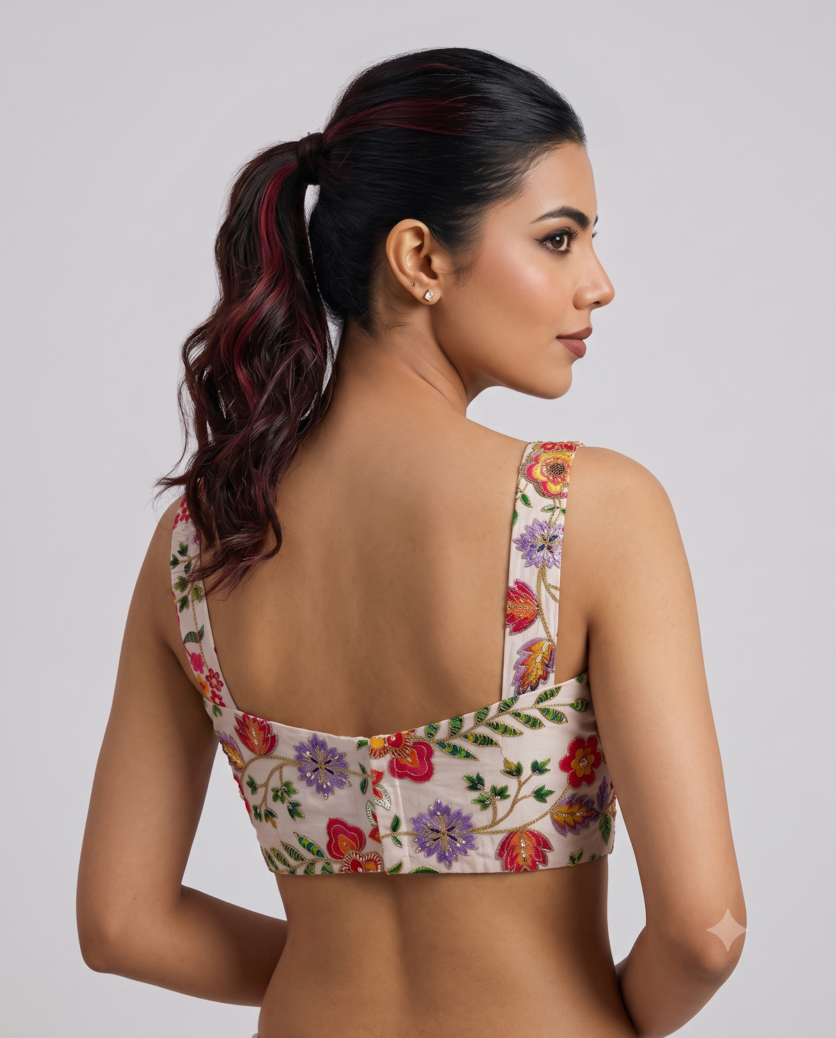 Royal Position Print Sleeveless Designer Blouse