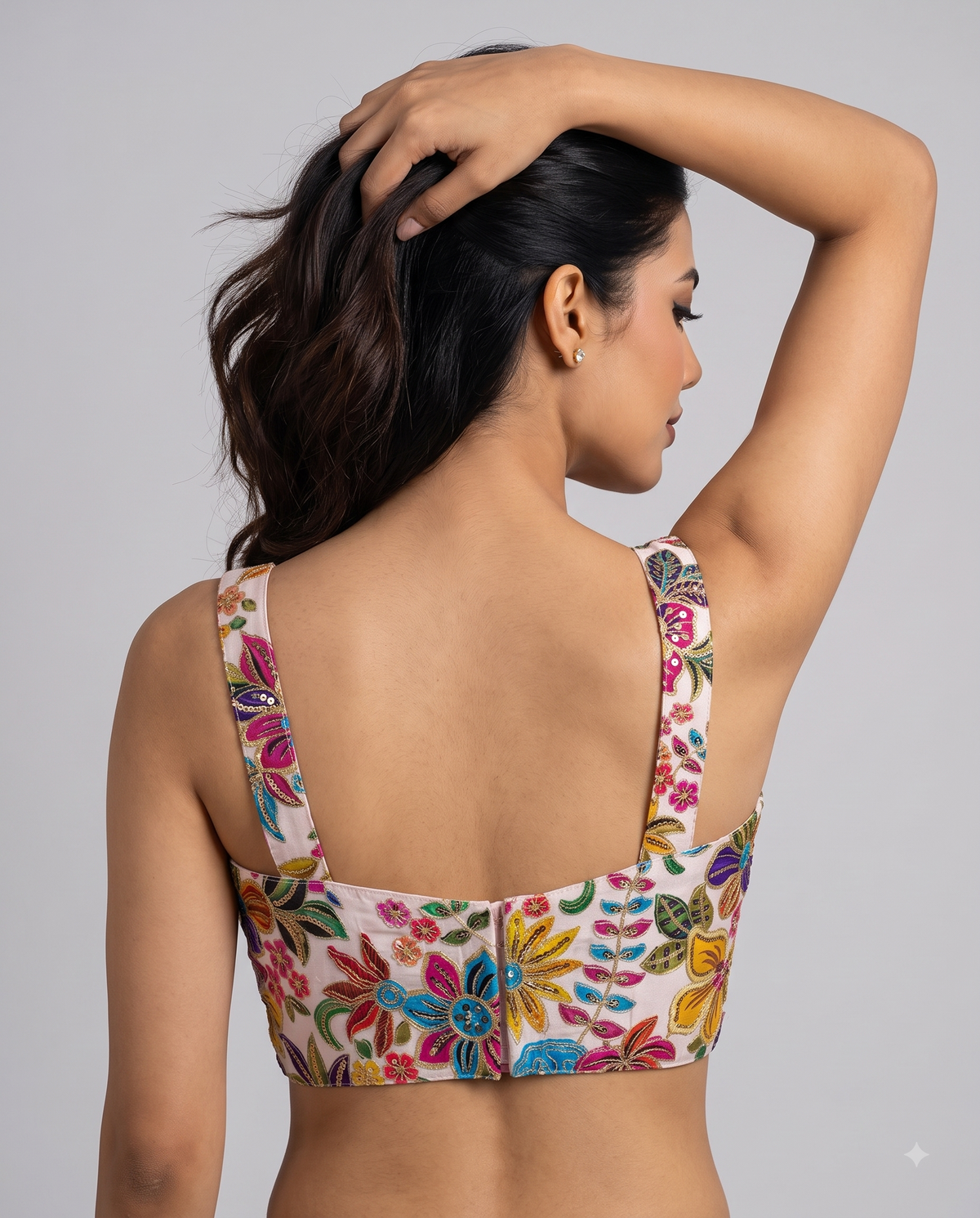 Sleeveless Position Print Embroidered Ready to Wear Blouse