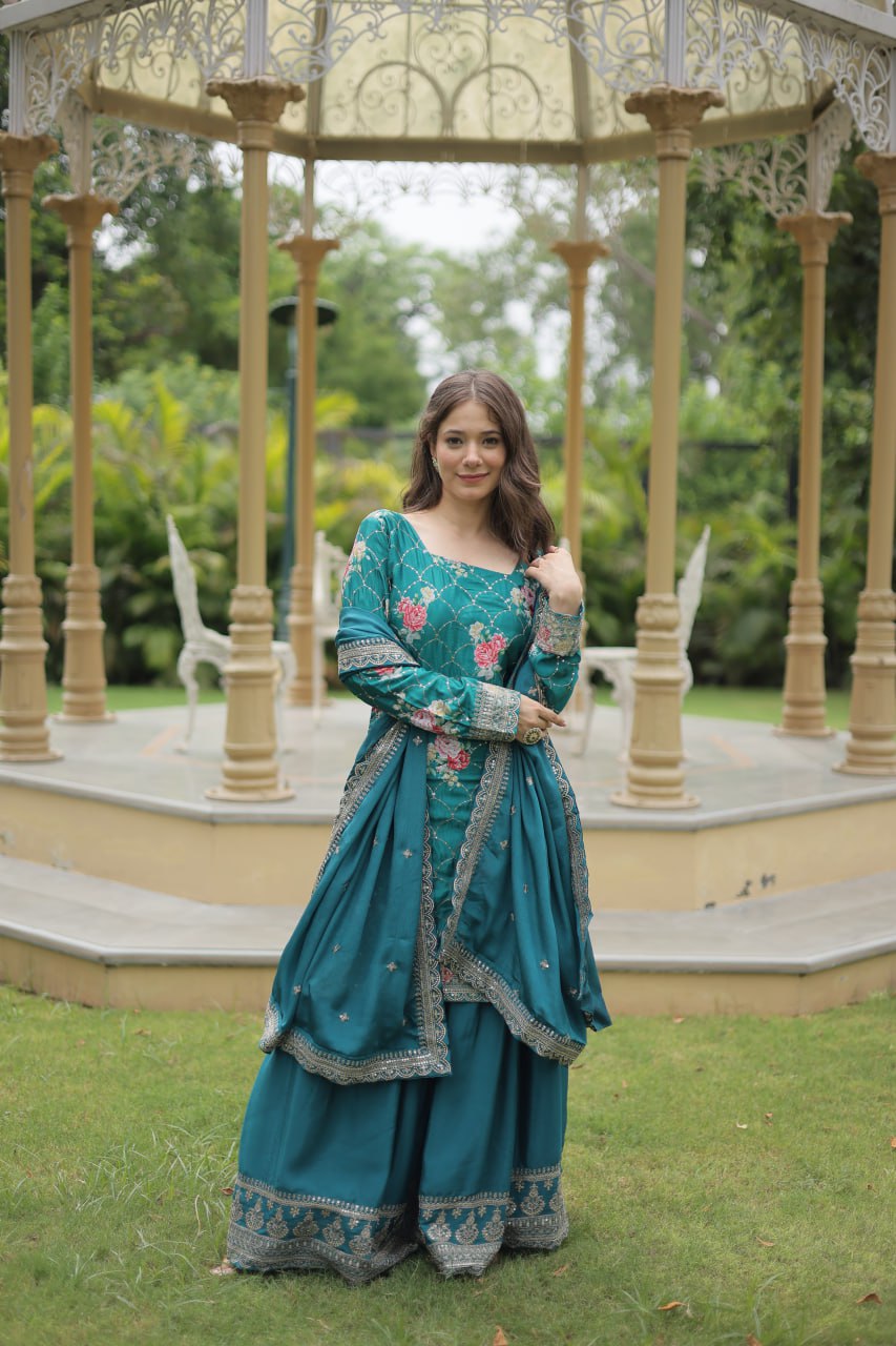 PREMIUM DESIGNER READYMADE KURTI-PLAZOO-DUPATTA COLLECTIONS