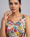 Sleeveless Position Print Embroidered Ready to Wear Blouse
