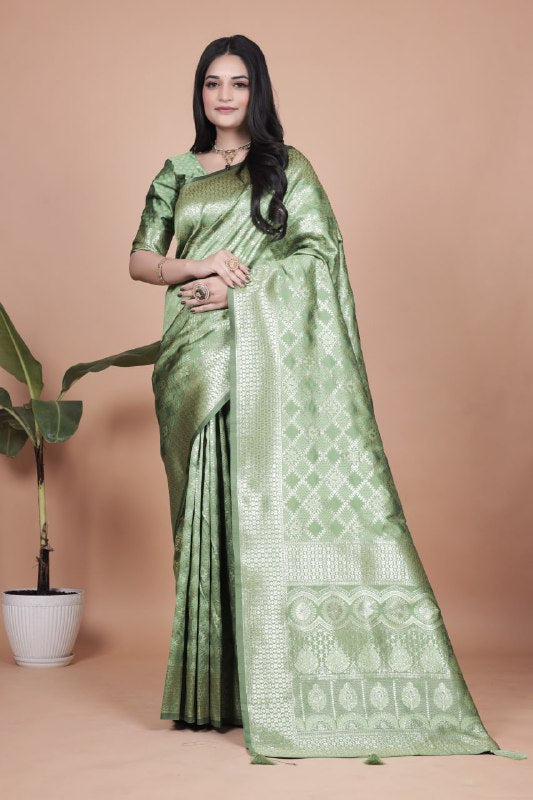 Graceful Light Green Banarasi Silk Saree