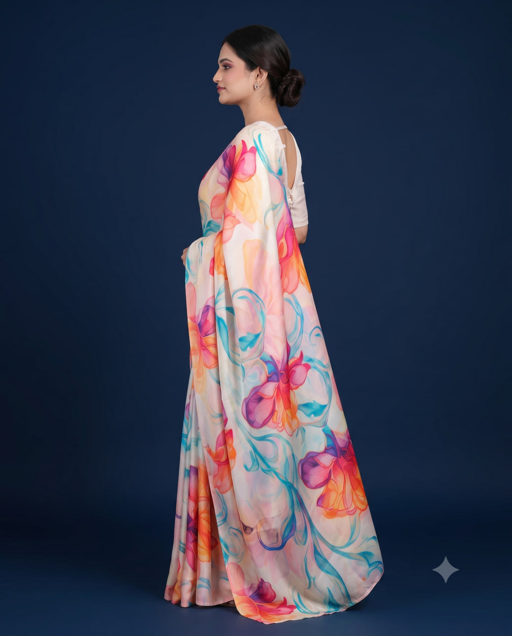 Soft Satin Silk Printed Saree with Blouse Piece