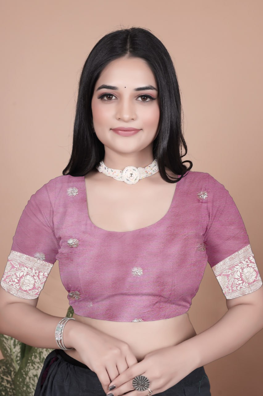 Rosewood Pink Banarasi Silk Saree with Artistic Peacock Pallu