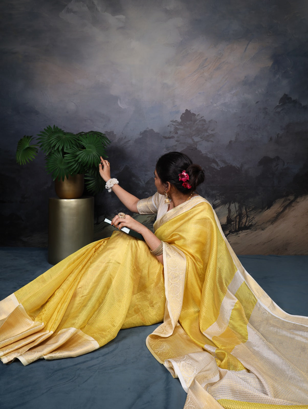 Jacquard Chex Zari Weaving Work Saree