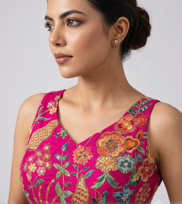 Fancy Position Print Sleeveless Ready to Wear Blouse