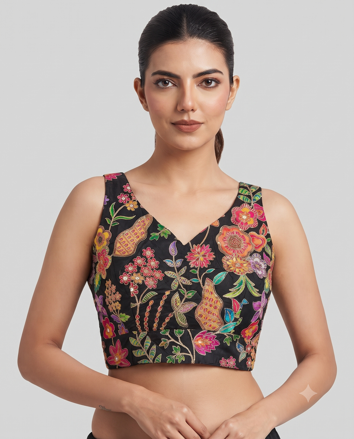 Beautiful Sleeveless Embroidered Ready Wear Blouse