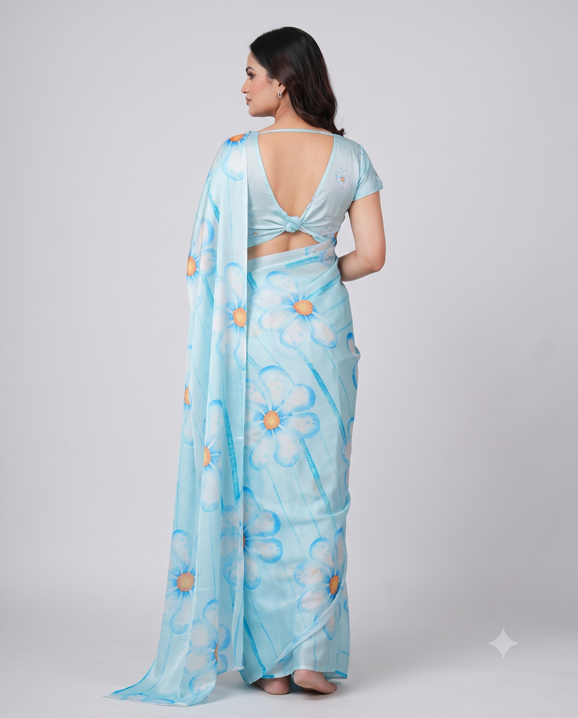 Soft Satin Silk Printed Saree with Blouse Piece-2