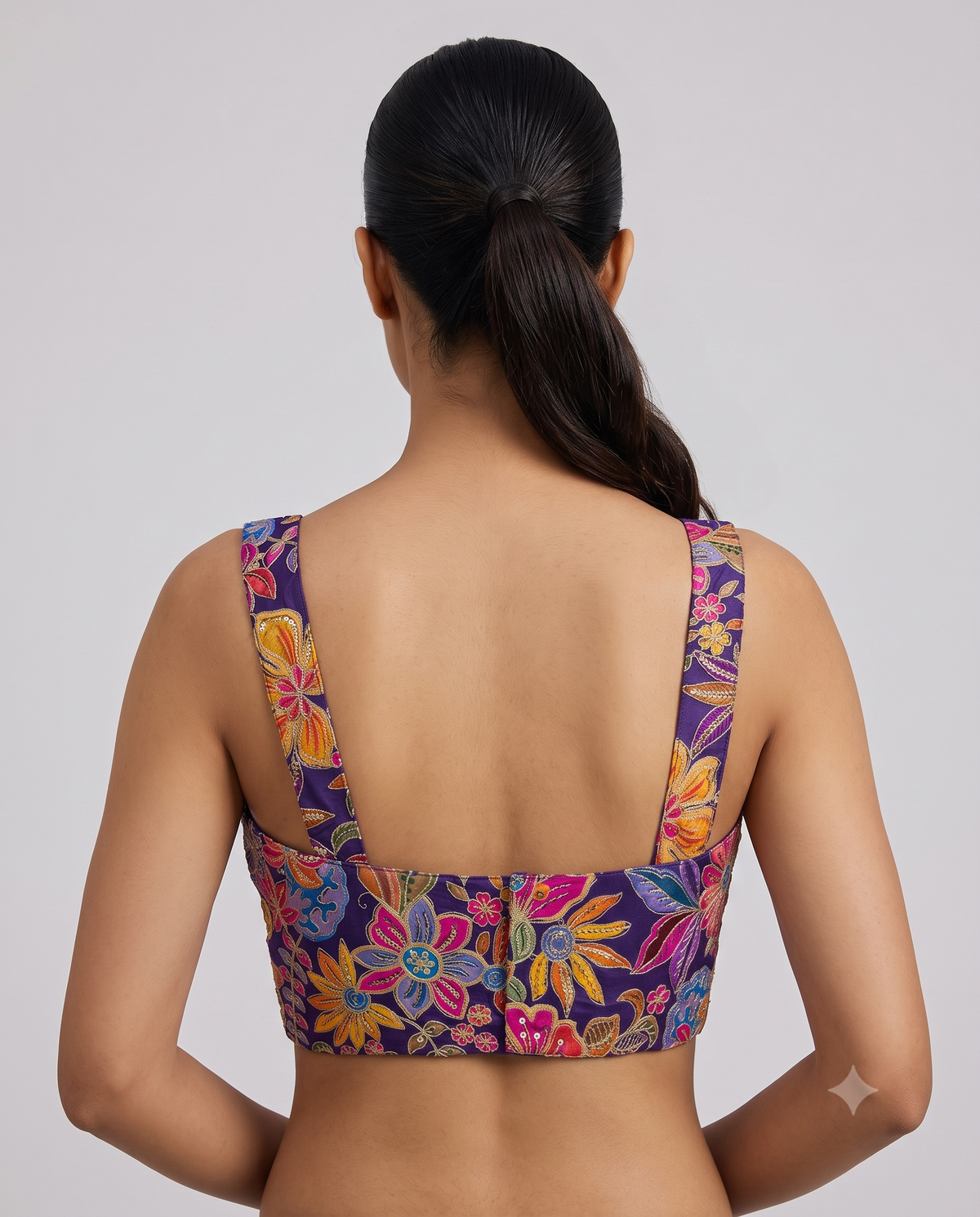Premium Position Print Sleeveless Embroidered Blouse