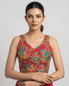 Designer Sleeveless Embroidery Work Position Print Blouse
