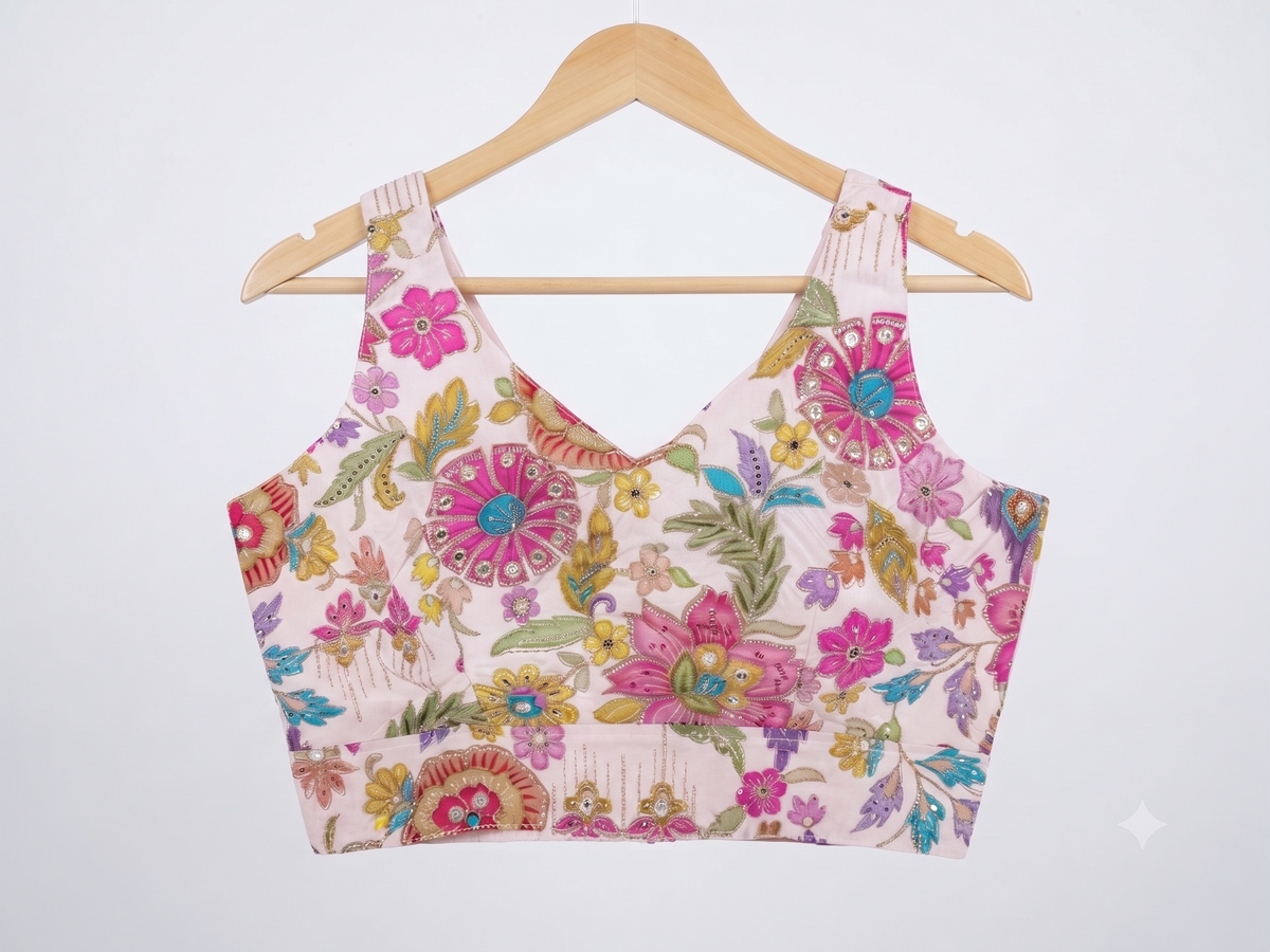 Trendy Position Print Embroidered Sleeveless Blouse