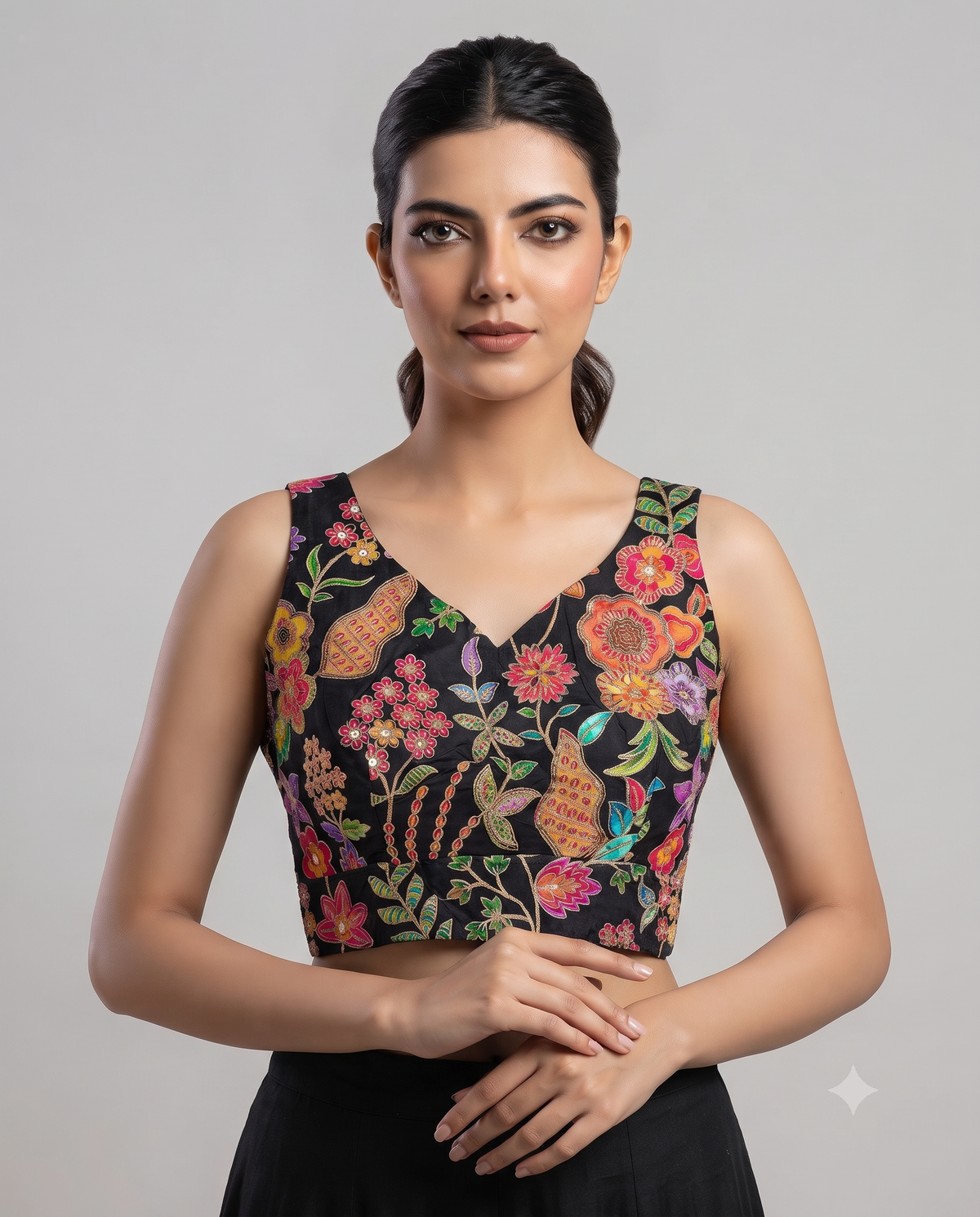 Beautiful Sleeveless Embroidered Ready Wear Blouse