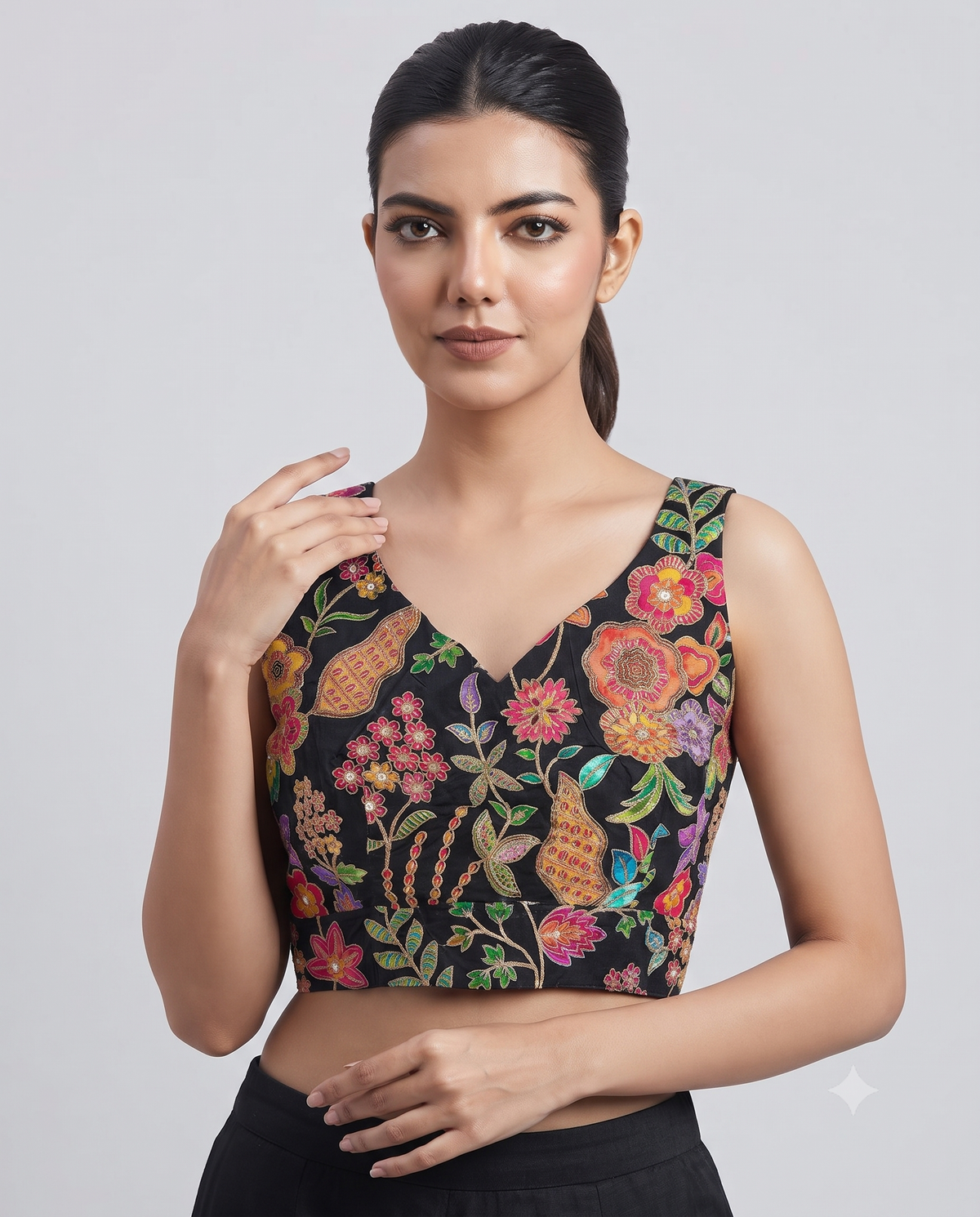 Beautiful Sleeveless Embroidered Ready Wear Blouse