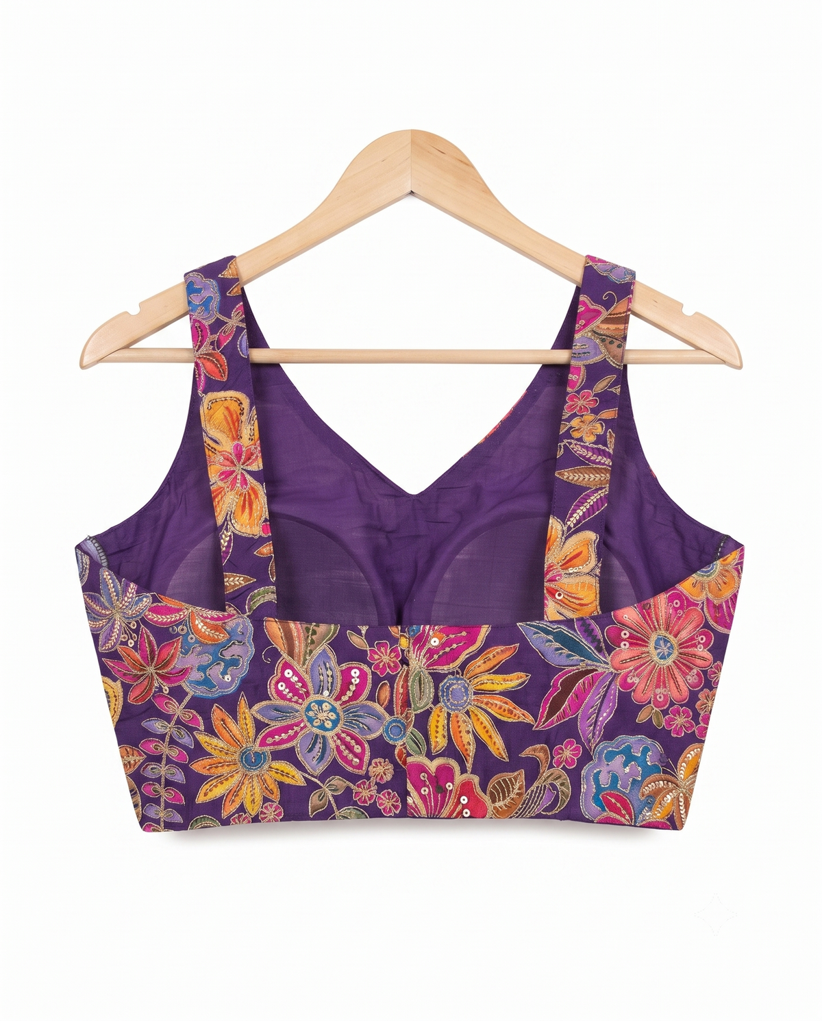 Premium Position Print Sleeveless Embroidered Blouse