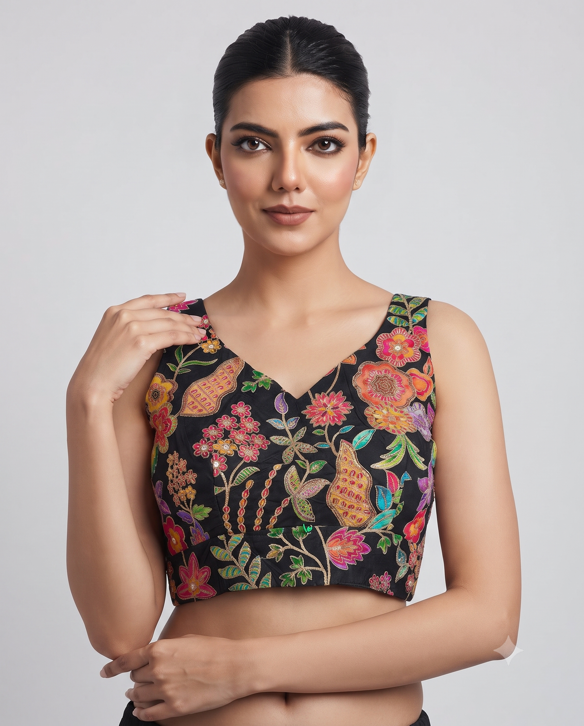 Beautiful Sleeveless Embroidered Ready Wear Blouse