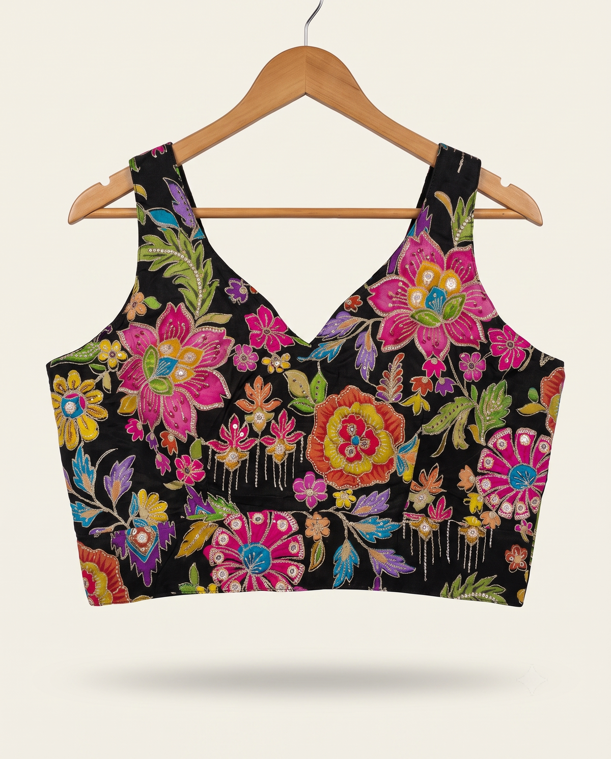 Elegant Sleeveless Embroidery Work Designer Blouse