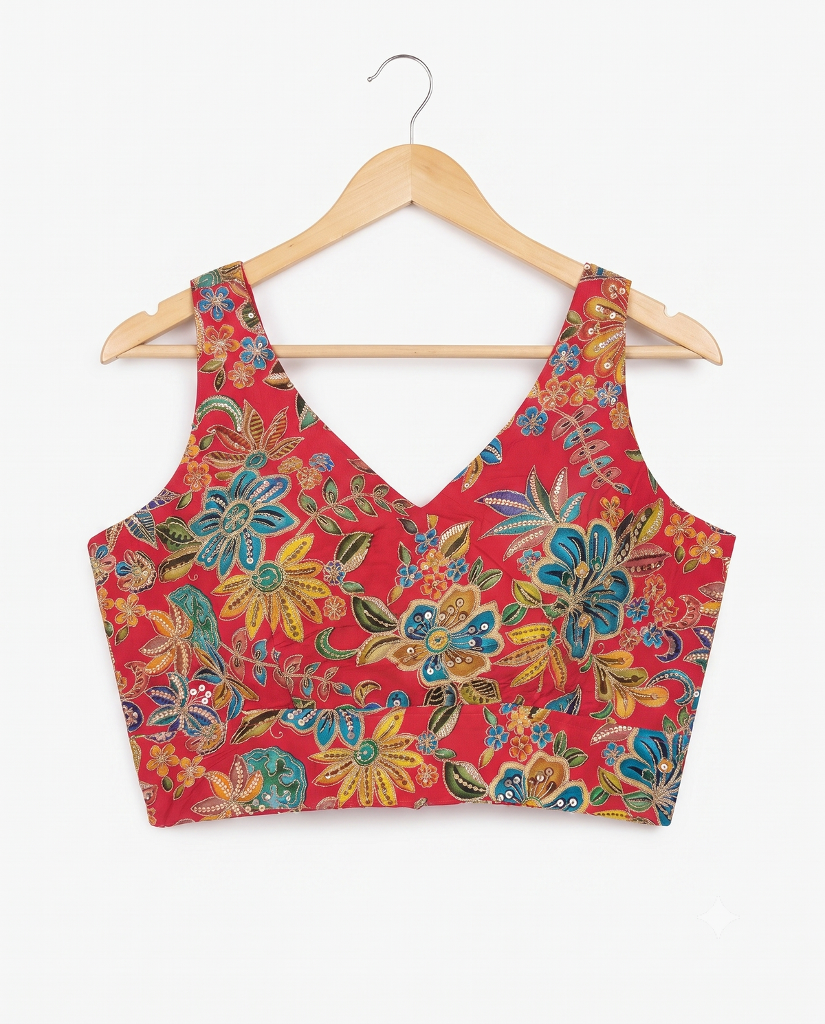 Designer Sleeveless Embroidery Work Position Print Blouse