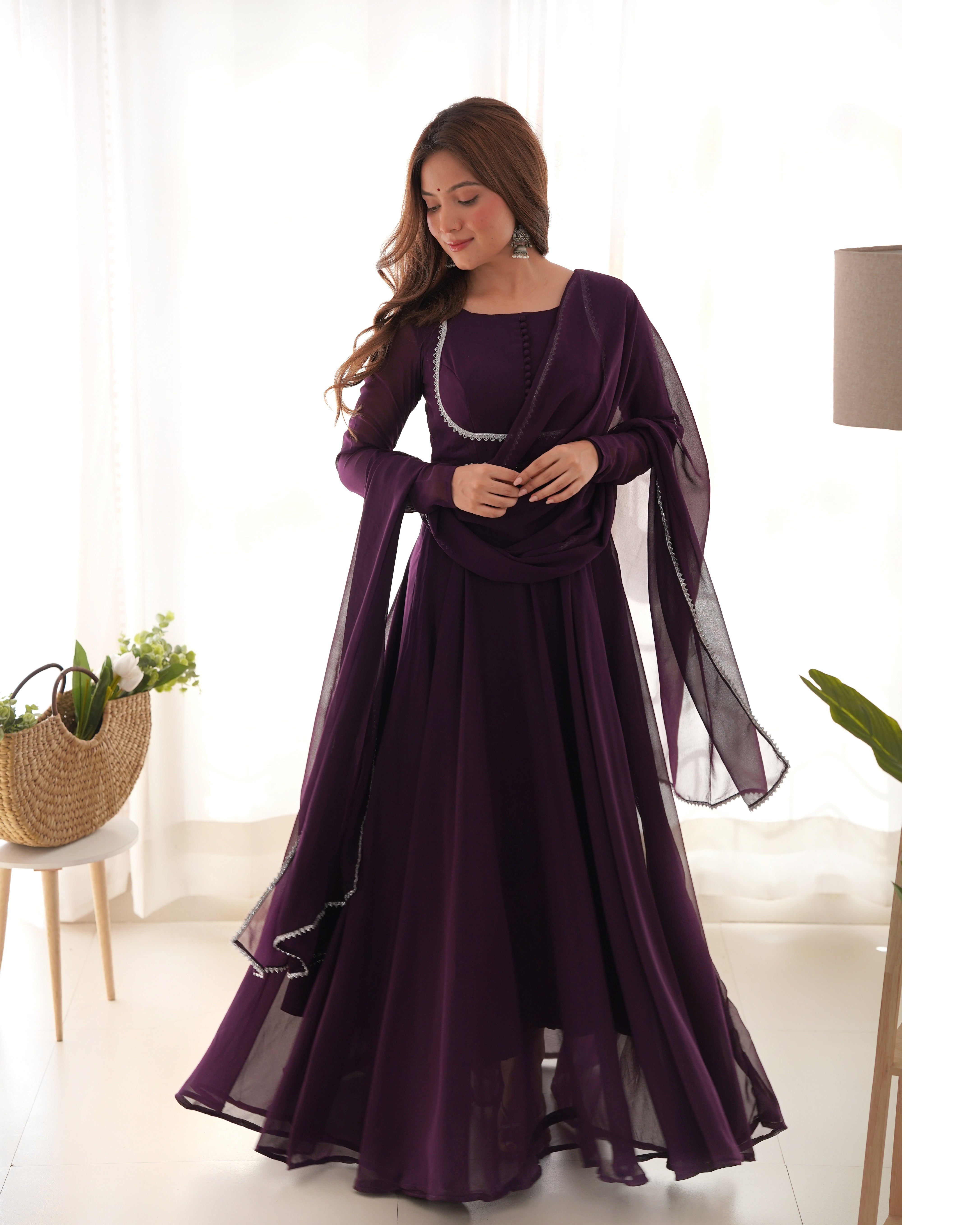 NEW GEORGETTE ANARKALI GOWN DUPPTA