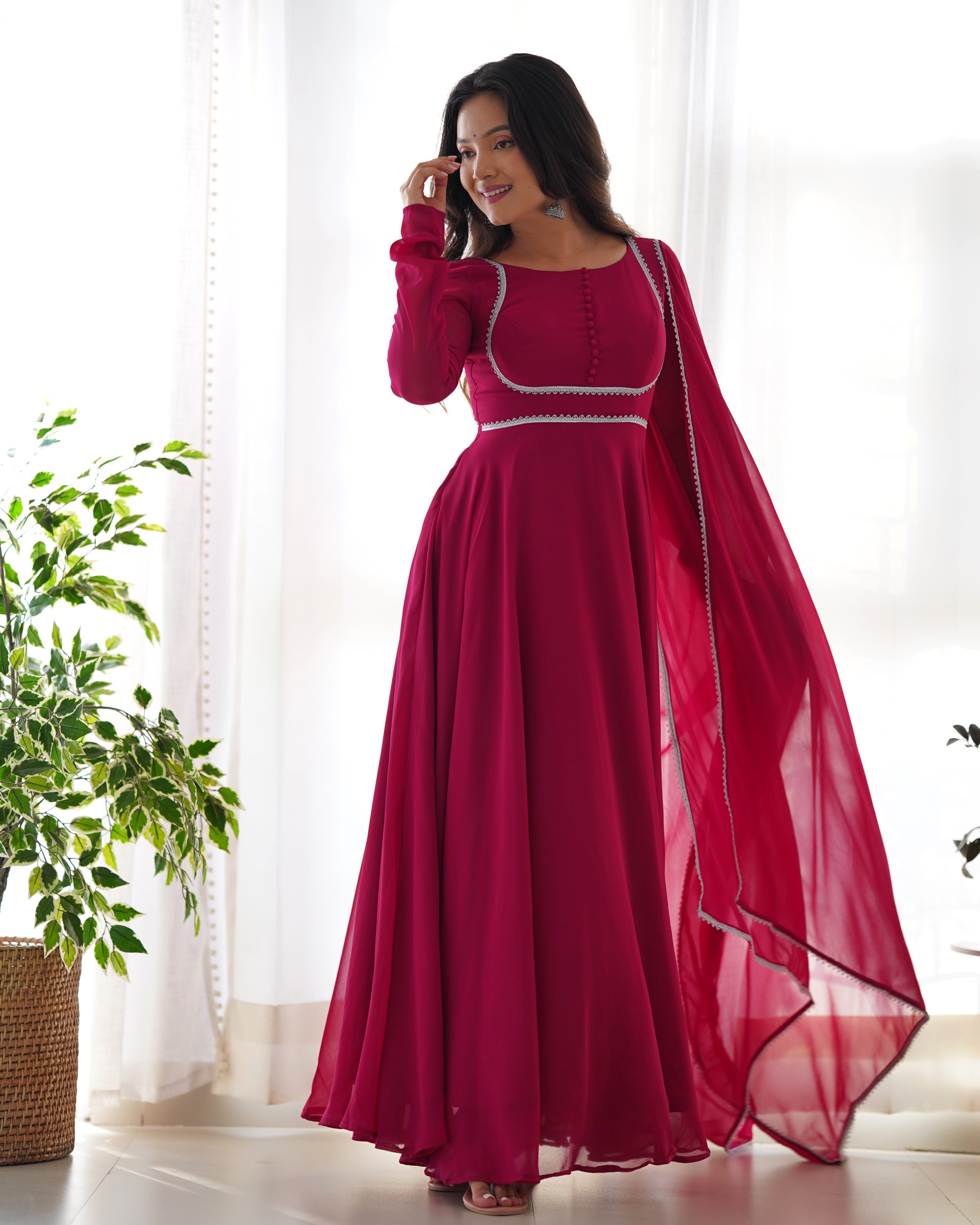 NEW GEORGETTE ANARKALI GOWN DUPPTA