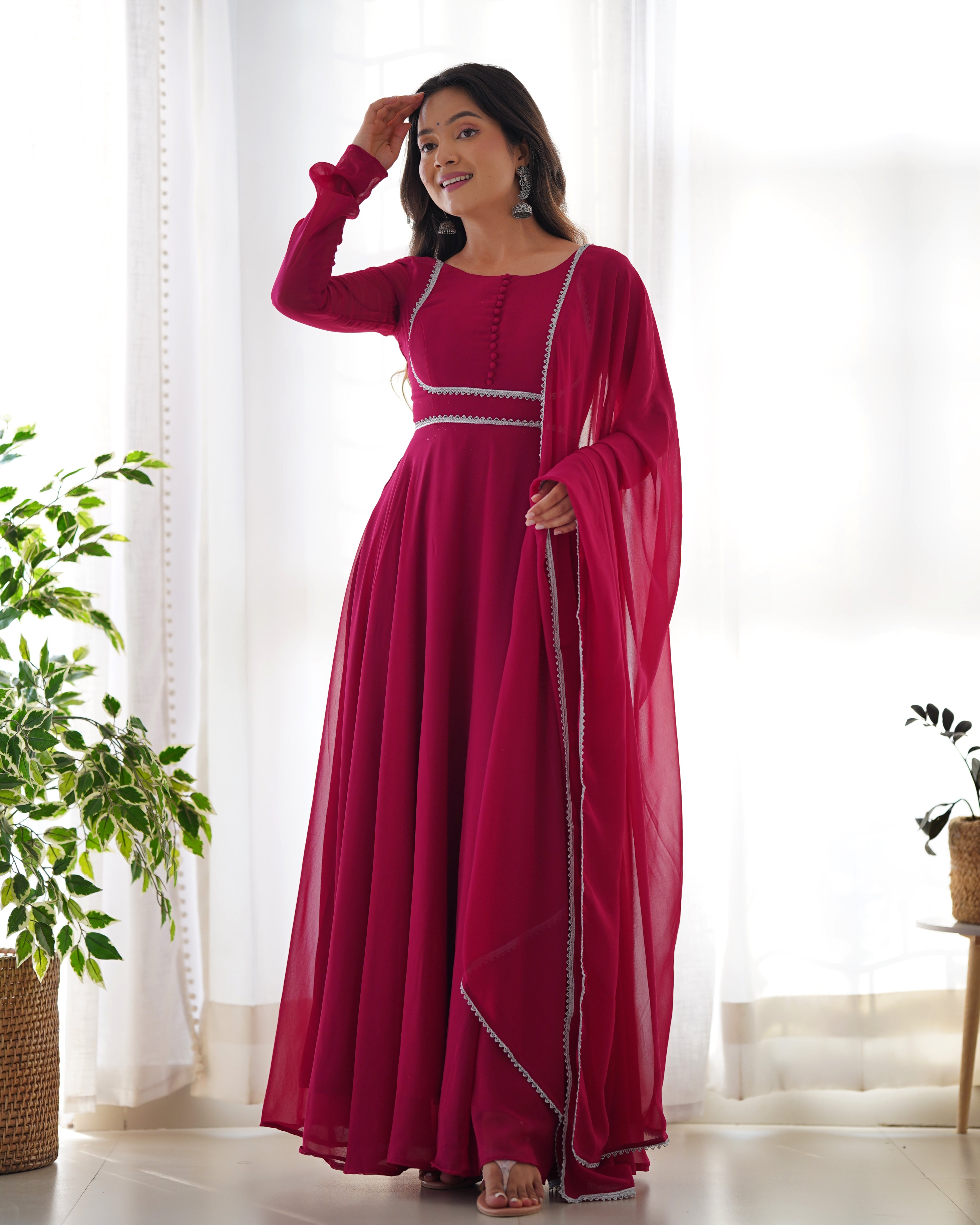 NEW GEORGETTE ANARKALI GOWN DUPPTA