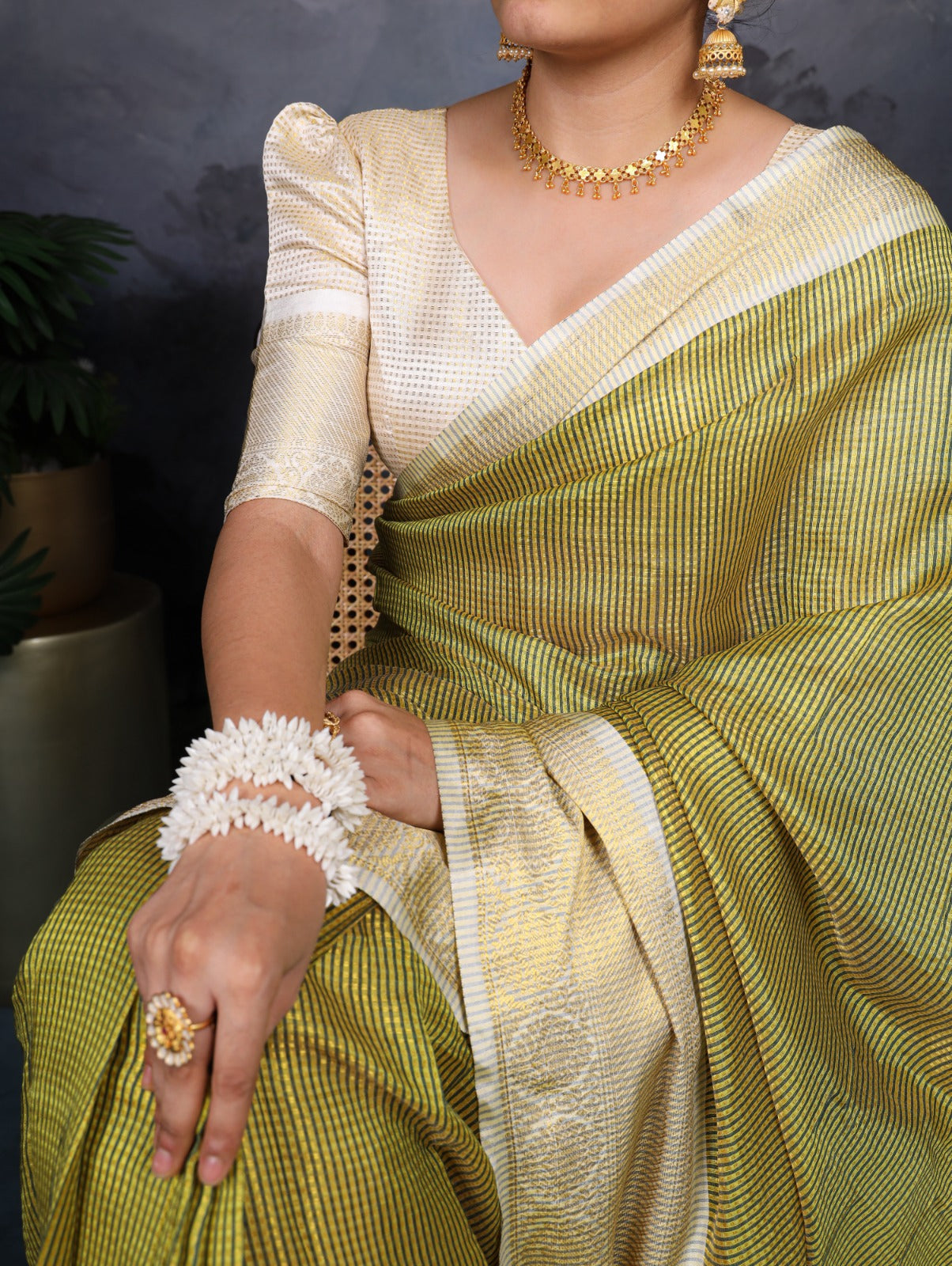 Jacquard Chex Zari Weaving Work Saree