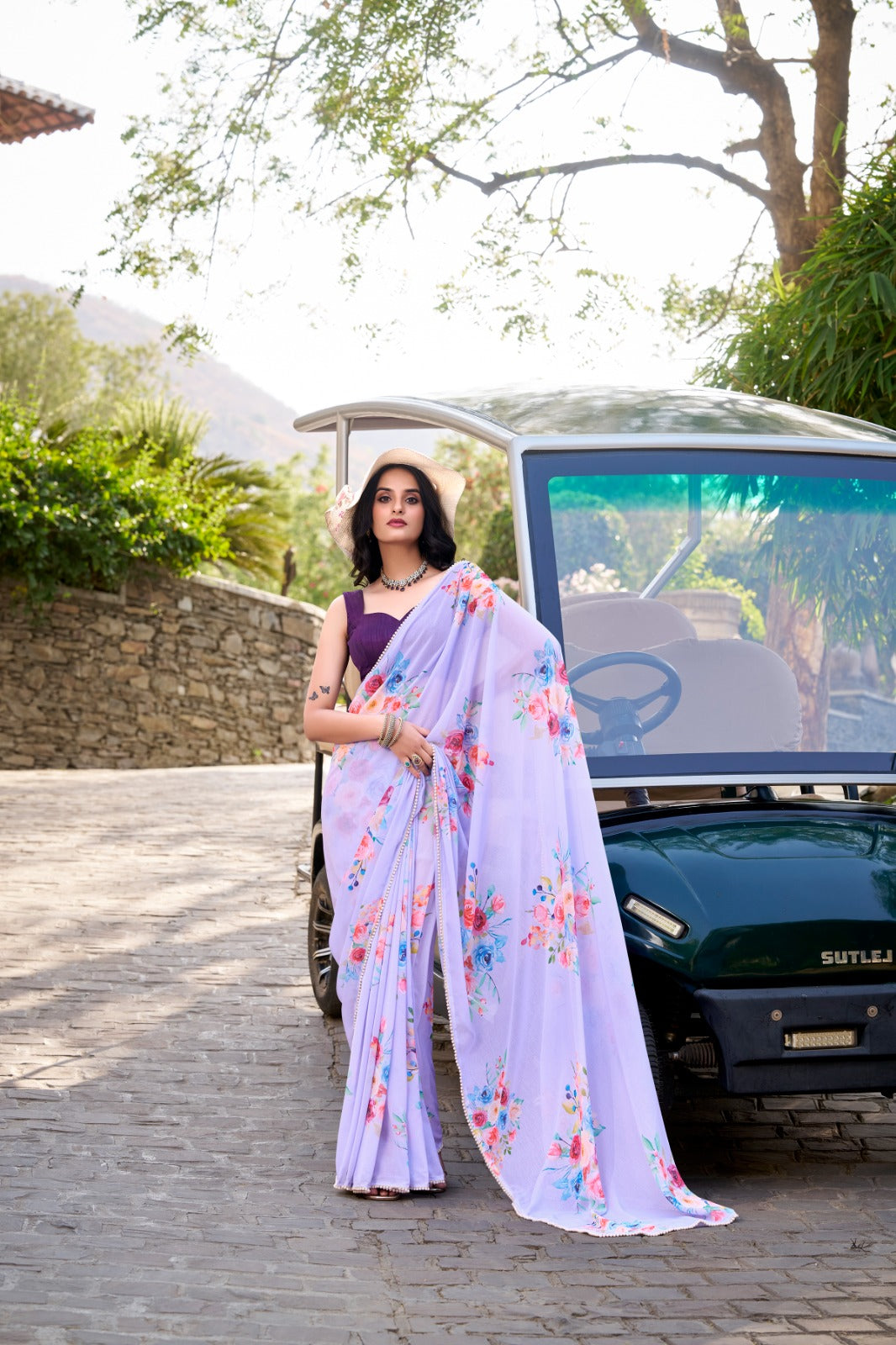 Weightless charm, pearled grace Saree