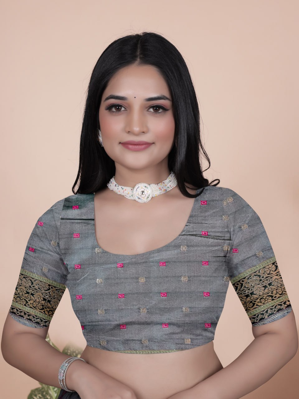 Pastel Green and Dark Green Banarasi Silk Saree with Silver Zari Weaving