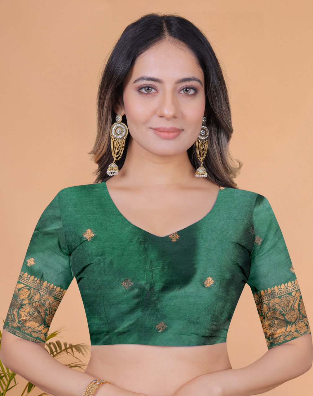 Mustard Yellow & Green Banarasi Silk Saree with Zari Weaving