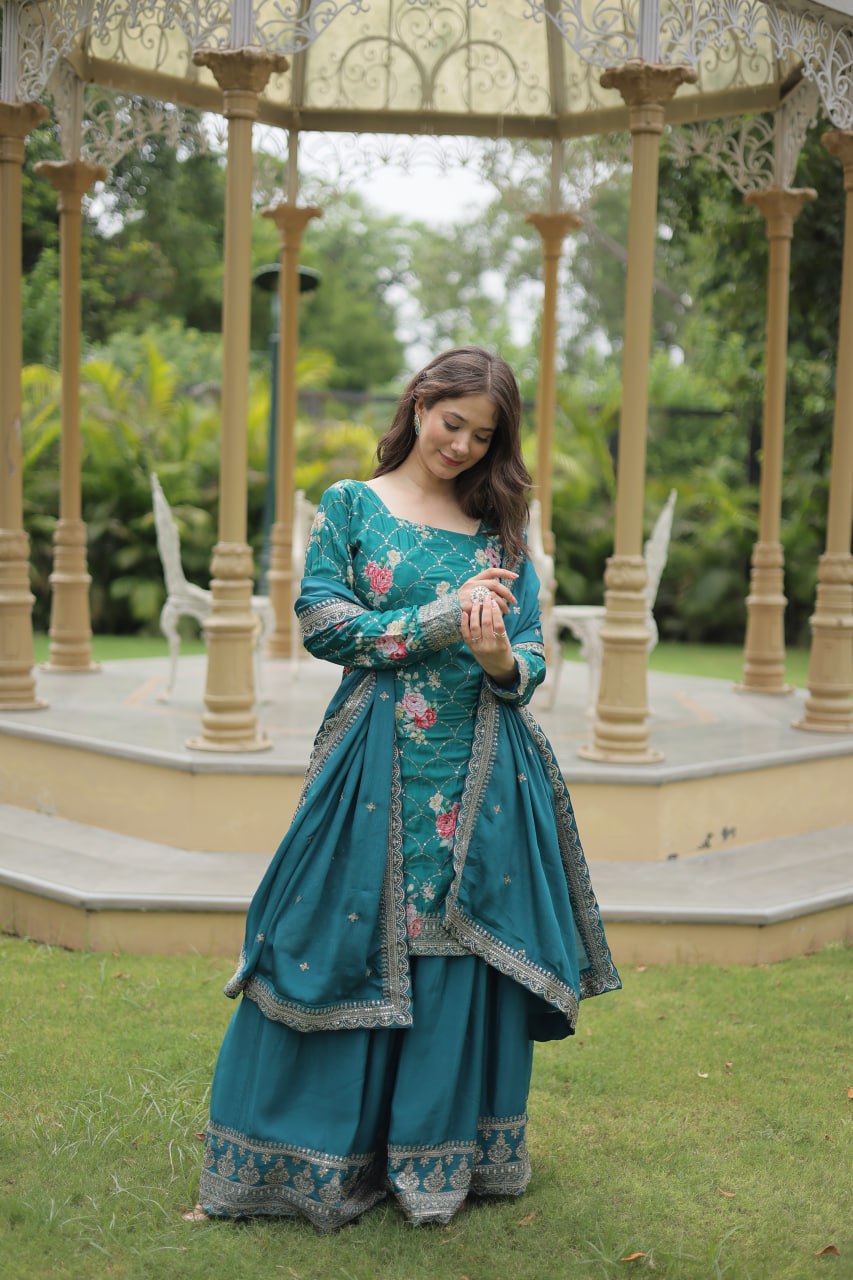 PREMIUM DESIGNER READYMADE KURTI-PLAZOO-DUPATTA COLLECTIONS