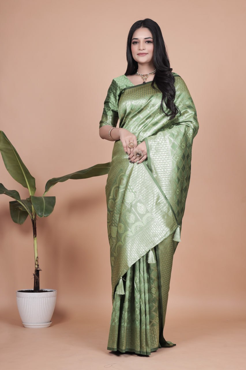 Graceful Light Green Banarasi Silk Saree