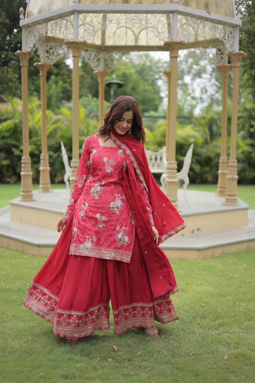 PREMIUM DESIGNER READYMADE KURTI-PLAZOO-DUPATTA COLLECTIONS