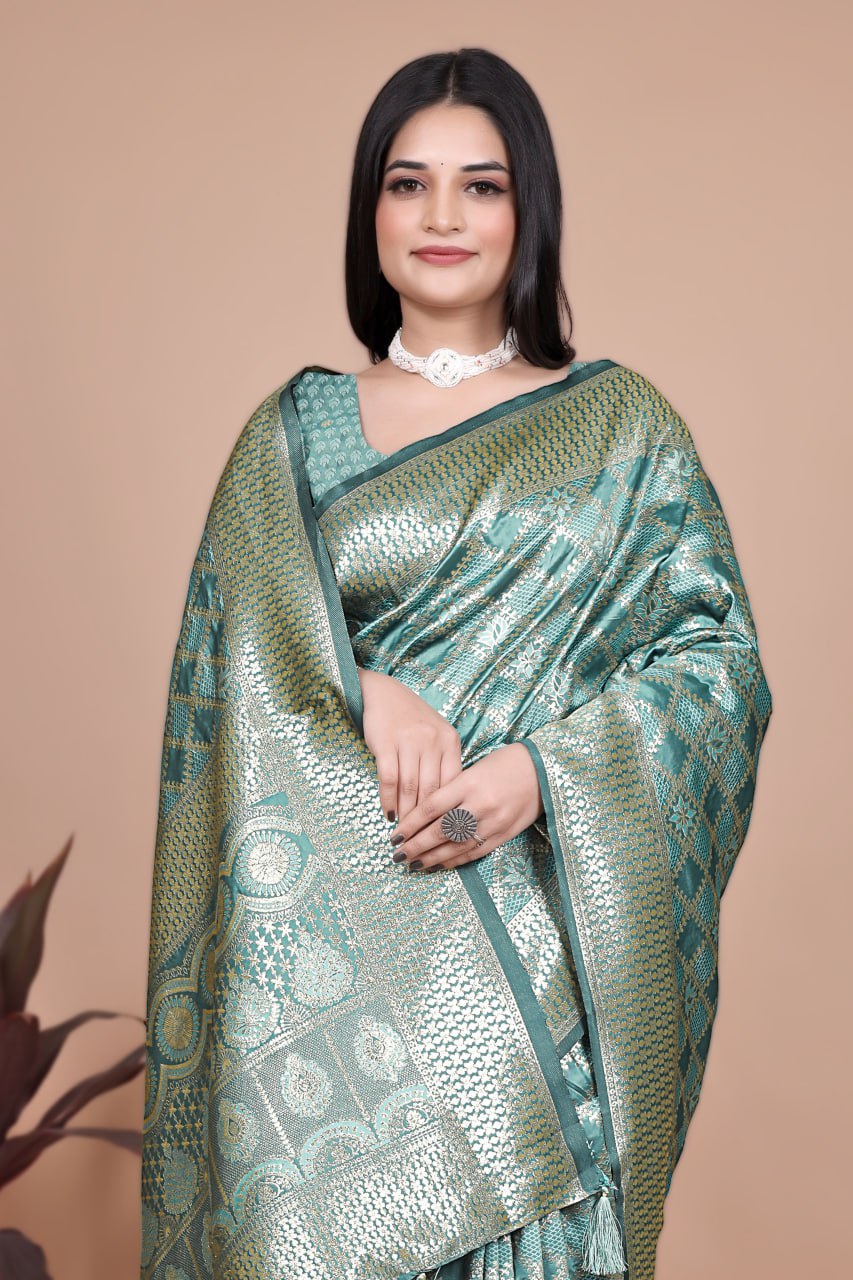 Sea Green Banarasi Silk Saree