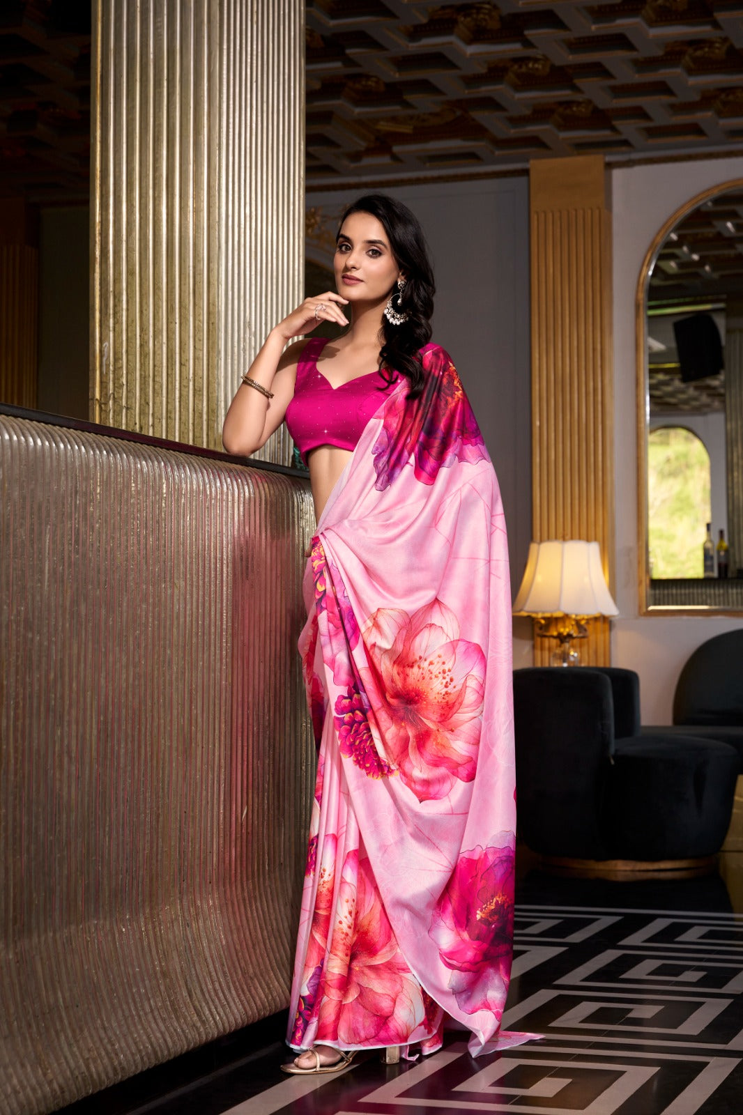 Satin Silk Printed Saree