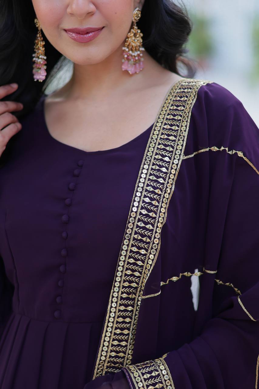 Faux Blooming Gown with Dupatta With Attractive Embroidered work