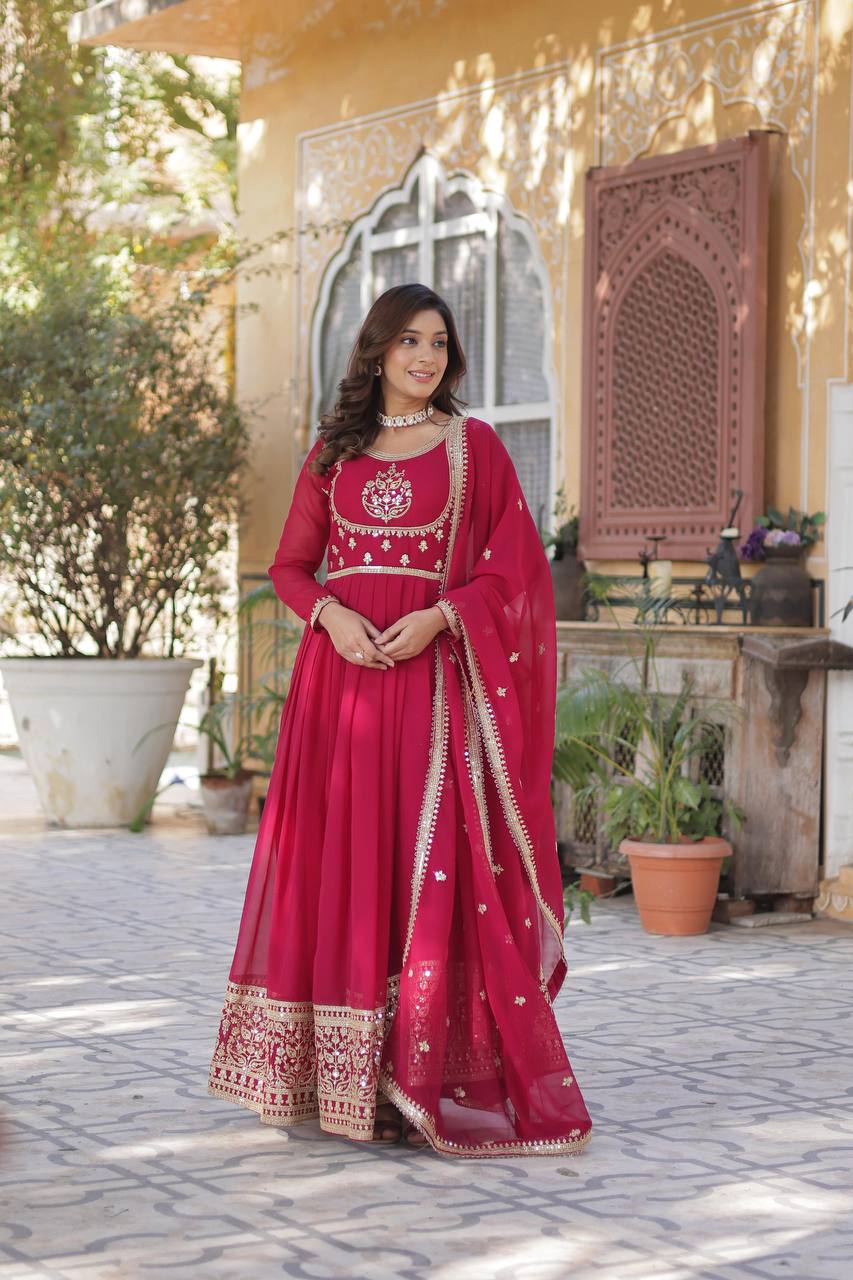 "Gracefully Embellished Kurta with Royal Threadwork Elegance"