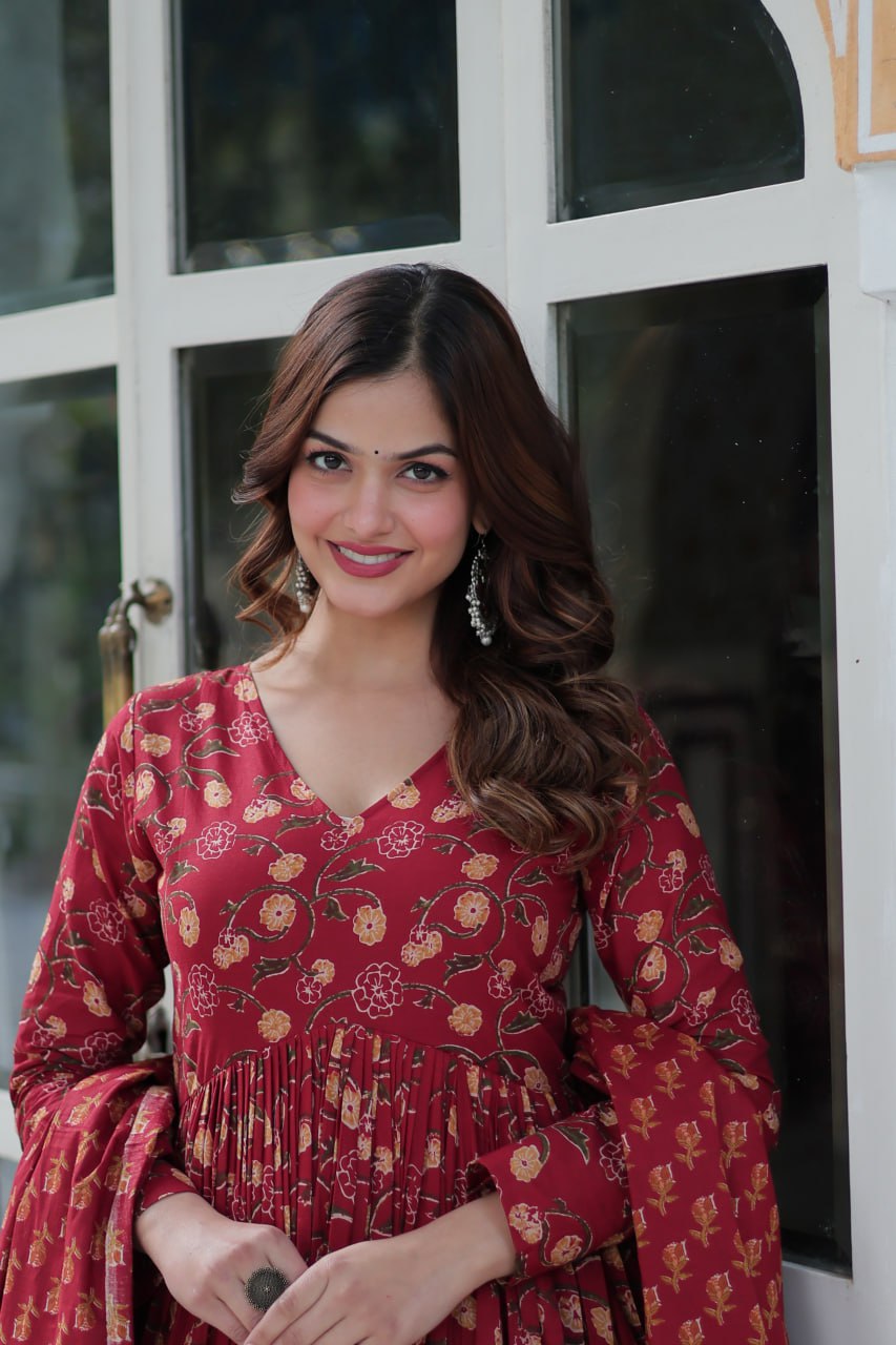 Elegant Teal Floral Anarkali Set for a Royal Look