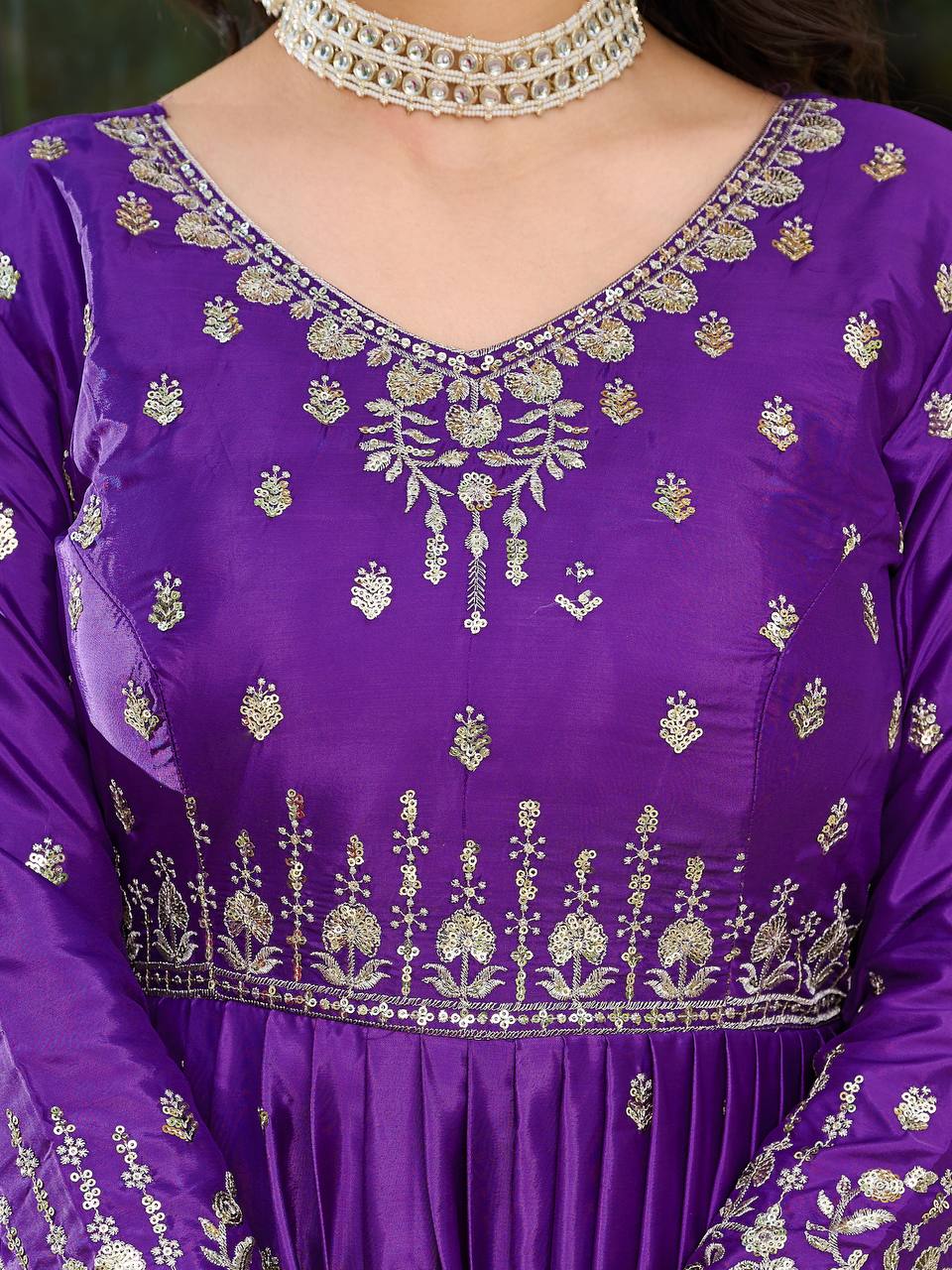 Embroidered Anarkali Gown Set with Dupatta