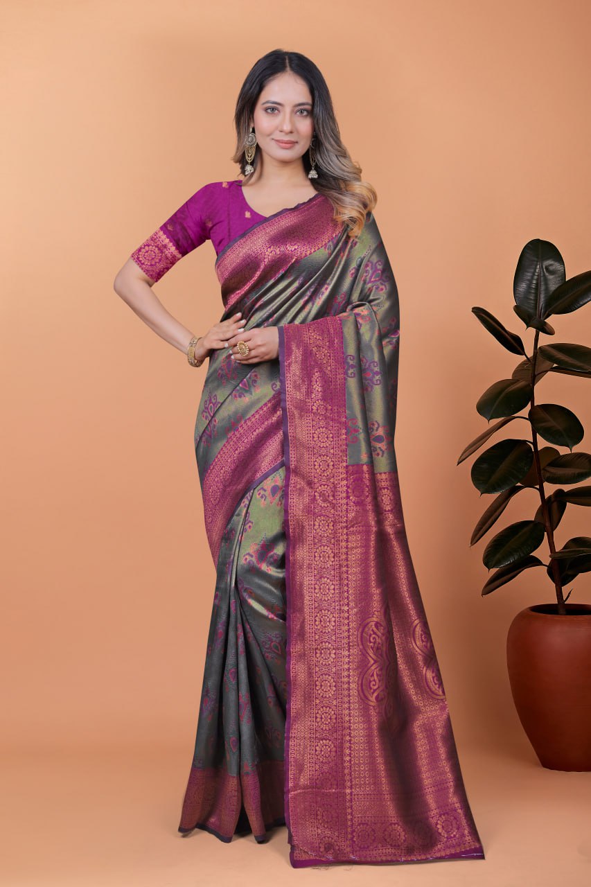 Royal Lilac Banarasi Silk Saree
