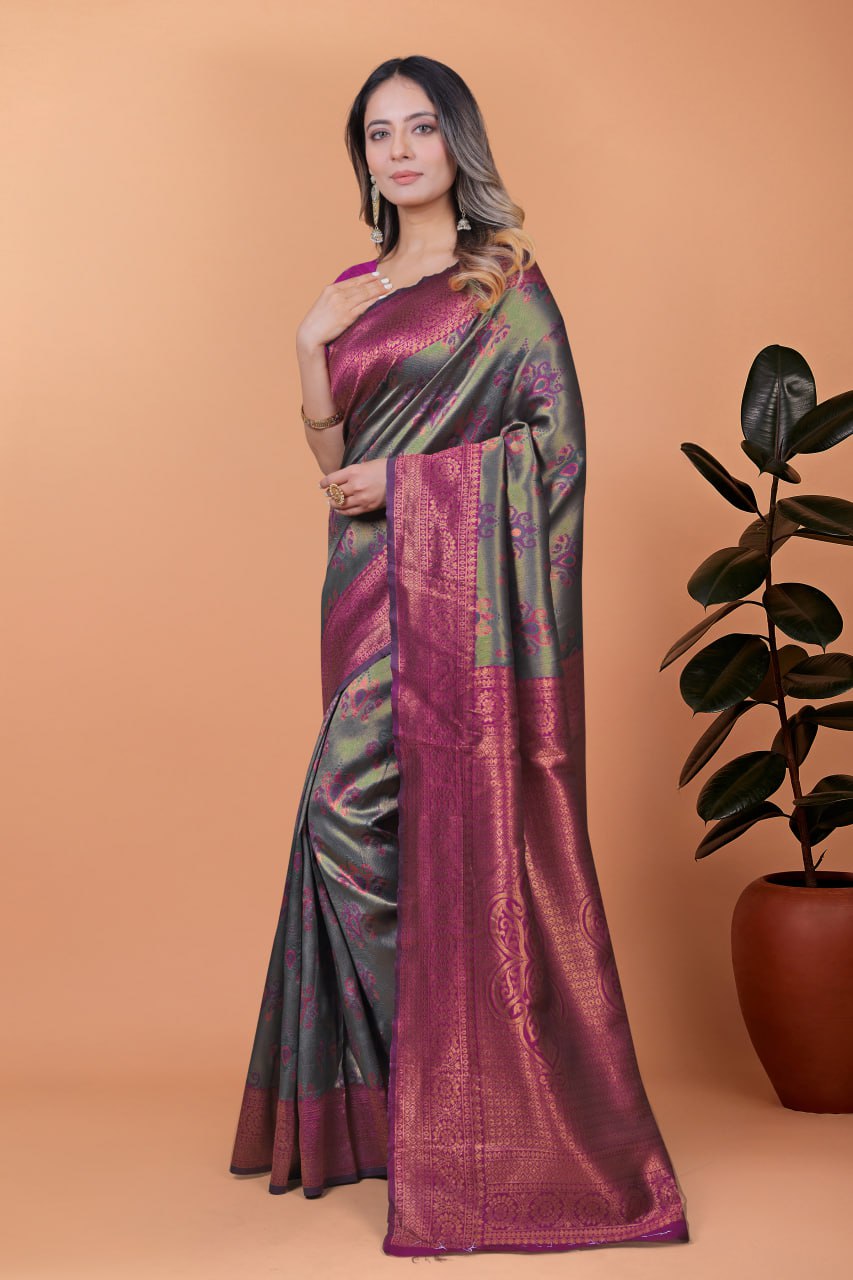 Royal Lilac Banarasi Silk Saree