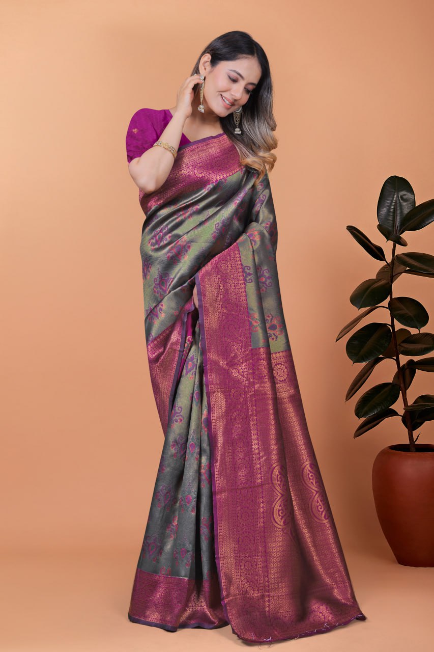 Royal Lilac Banarasi Silk Saree