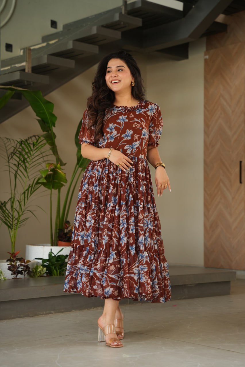 Brown Desirable Women's Fully Flair Gown