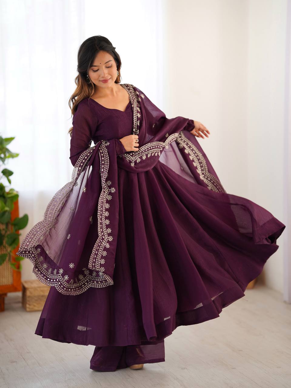 Launching New Real Modeling Heavy Designer Party Wear Look Gown-Dupatta in Heavy Embroidery Sequence Work