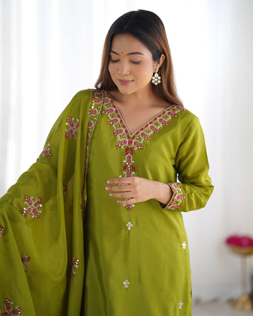 Presenting &nbsp;New Real Modeling Designer Party Wear Look Top-Bottom and Dupatta With Heavy Embroidery Work