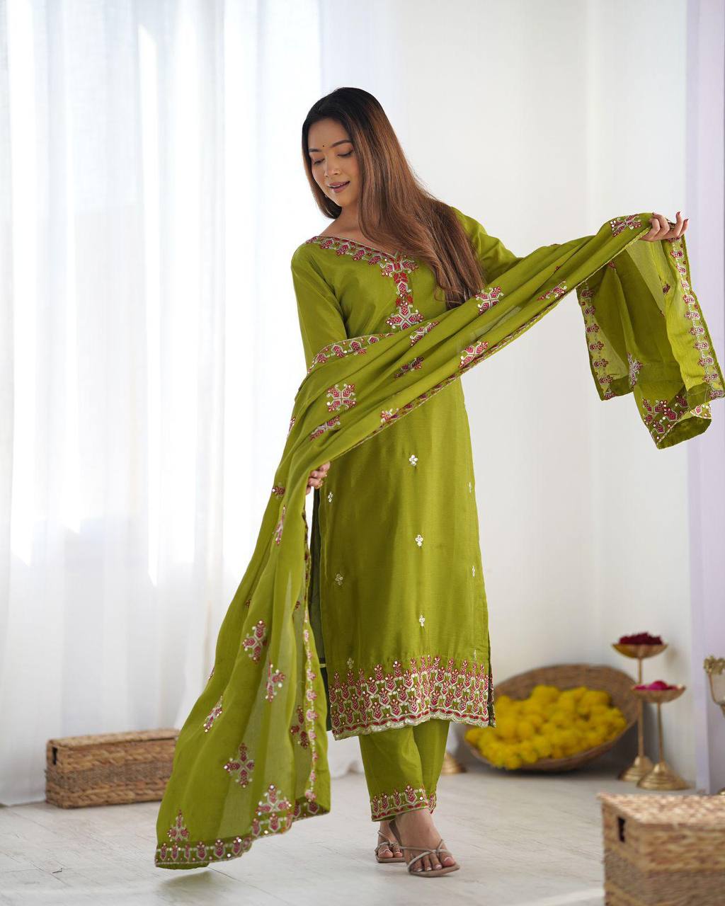 Presenting &nbsp;New Real Modeling Designer Party Wear Look Top-Bottom and Dupatta With Heavy Embroidery Work